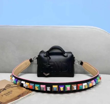 Fendi By The Way Colorful Strap Black Shoulder Bag