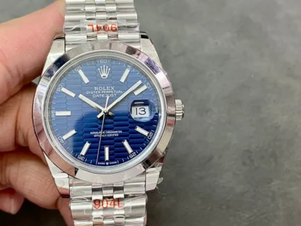 Rolex Datejust Smooth Bezel Blue Motif Dial Watch