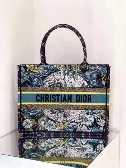 Christian Dior Multicolor Embroidered Canvas Book Tote