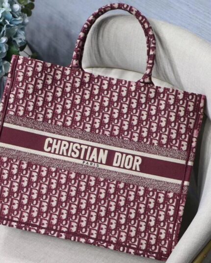 Christian Dior Macro Houndstooth Embroidered Book Tote