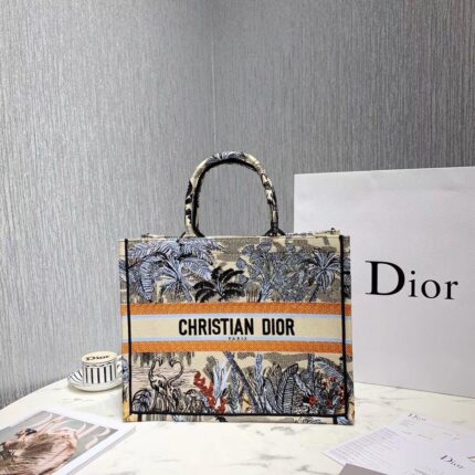 Christian Dior Multicolor Embroidered Canvas Book Tote