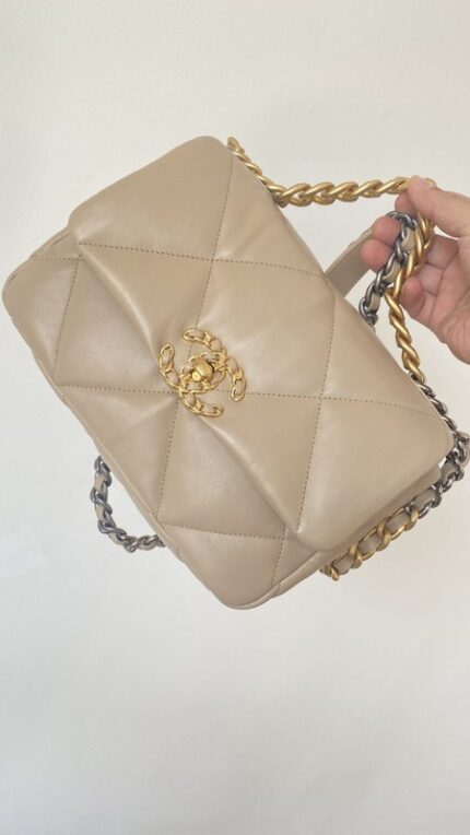 Chanel Medium Flap Light Beige Lambskin Mixed Metal Hardware