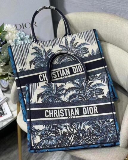 Christian Dior Palms Embroidered Canvas Book Tote