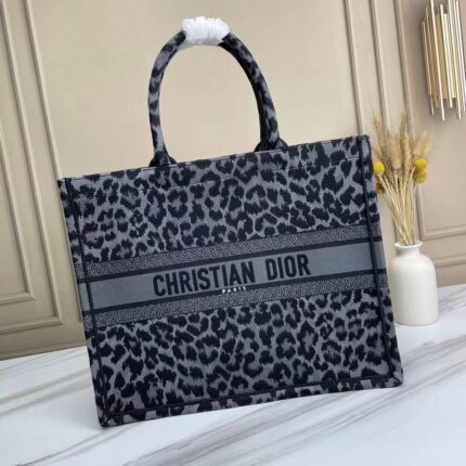 Christian Dior Black & Grey Leopard Embroidered Bag