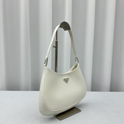 Prada Cleo Brushed White Shoulder Bag