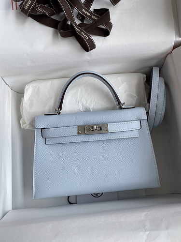 Hermes Kelly Blue Brume Hand Bag