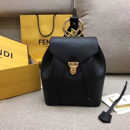 Fendi Zaino F Logo Black Backpack