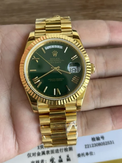 Rolex Day Date Yellow Gold Green Dial Watch