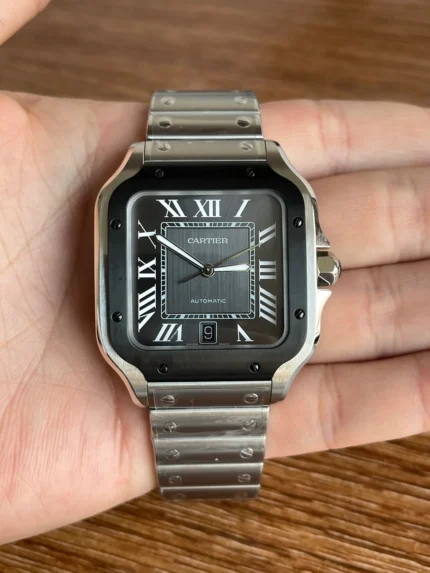 Santos DE Cartier L Steel Adlc Grey Dial Watch
