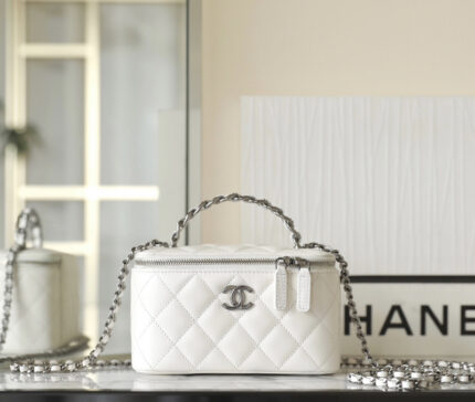 Chanel Vanity Top Handle White Lambskin