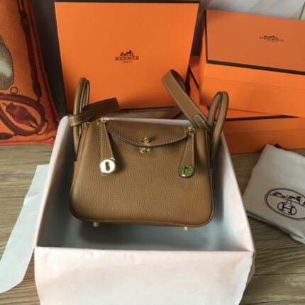 Hermes Lady Mini Brown Gold Hardware Bag