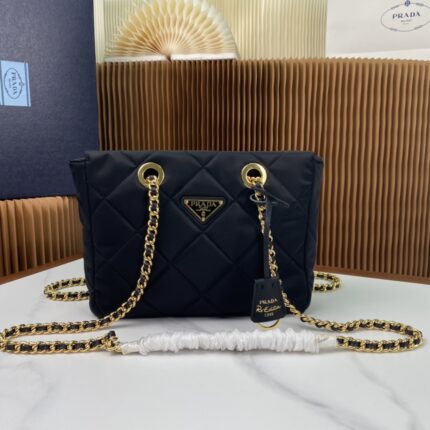 Prada Quilted Nylon Gold Chain Straps Bag