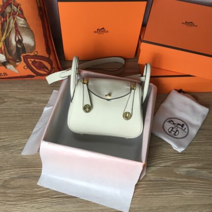 Hermes Lady Mini White Gold Hardware Bag