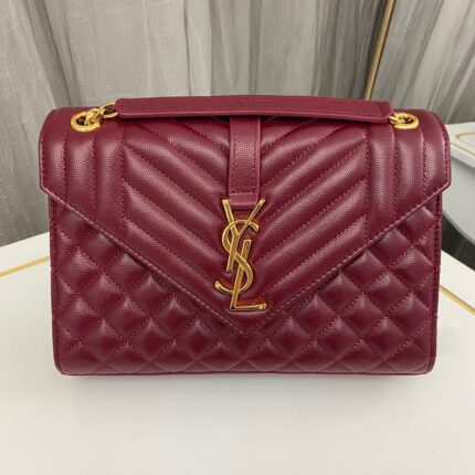 YSL Burgundy Envelope Shoulder Bag