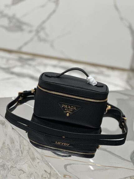 Prada Mini Black Vanity Top Handle Bag