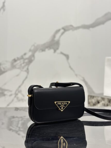 Prada Logo-Plaque Crossbody Black Bag