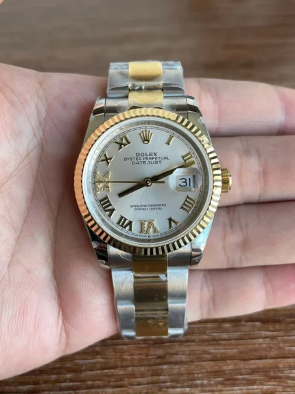 Rolex 5A Datejust 36mm Gold Diamond Dial Oyster Watch