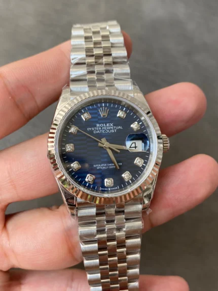 Rolex 5A Datejust 36mm Blue Motif Diamond Dial Watch