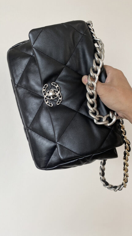 Chanel Black Vintage Bag with Silver Buckle