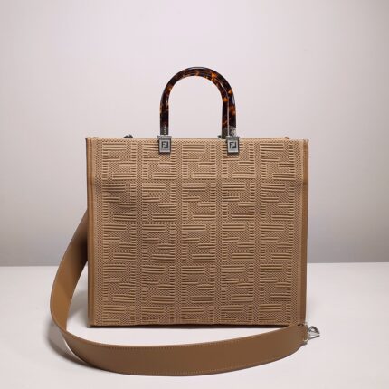 FENDI FF Sunshine Shopper Tote Periglass Sand Bag