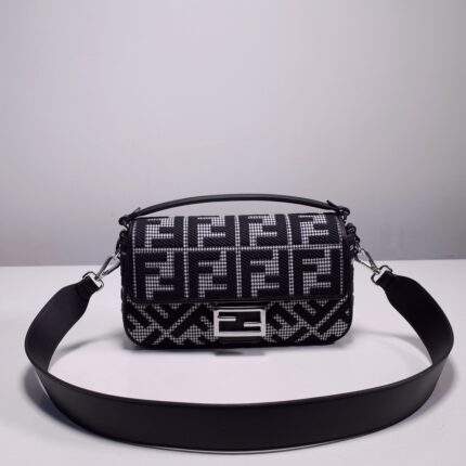 Fendi Baguette Black FF Canvas Bag