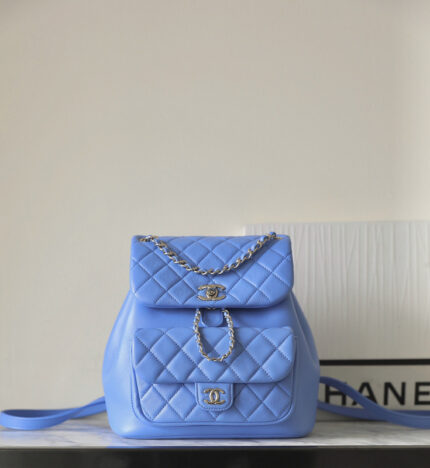 Chanel Blue Duma Backpack Mini Size with Champagne Gold Hardware