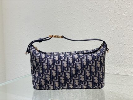 Christian Dior Travel Oblique Medium Nomad Pouch Blue
