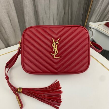 YSL Lou Matelasse Red Leather Shoulder Bag