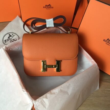 Hermes Constance Orange Gold Toned Hardware Bag
