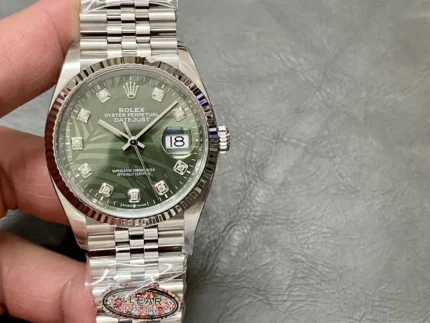 Rolex Datejust 36 Green Palm Diamond Watch