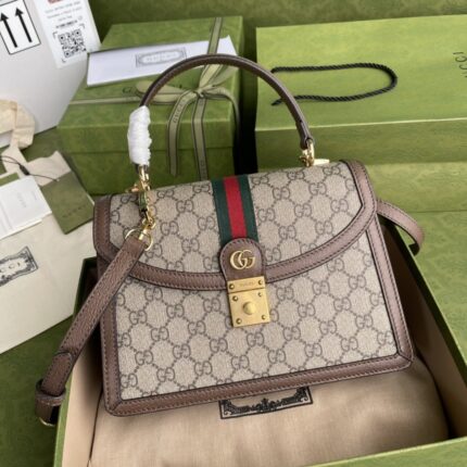 Gucci Ophidia Brown Top Handle Bag