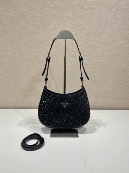 Prada Cleo Crystal-Embellished Satin Handbag