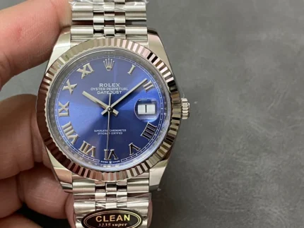 Rolex Datejust Blue Roman Dial Fluted Bezel Watch