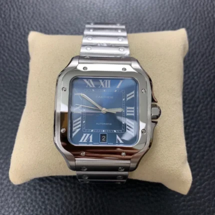 Cartier Santos Full Stainless Steel Blue Dial Watch