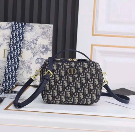 Christian Dior 30 Montainge Box Bag Blue Oblique
