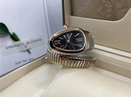 Bvlgari Party Wear Serpenti Dual Tone Black Dial Diamond Bezel Womens Watch
