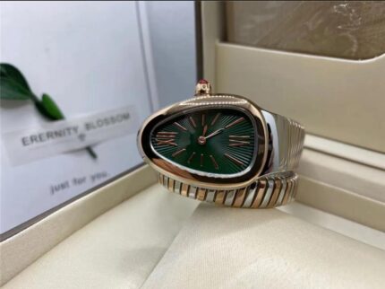 Bvlgari Party Wear Serpenti Dual Tone Green Dial Diamond Bezel Womens Watch