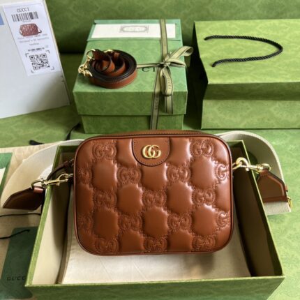 Gucci GG Matelasse Leather Brown Shoulder Bag