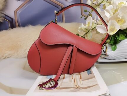 Christian Dior Cherry Red Saddle Bag