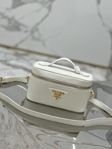 Prada Mini White Vanity Top Handle Bag