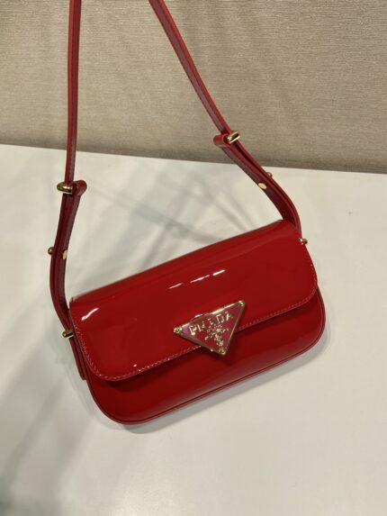 Prada Logo-Plaque Crossbody Red Bag
