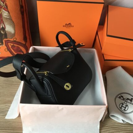 Hermes Lady Mini Black Gold Hardware Bag
