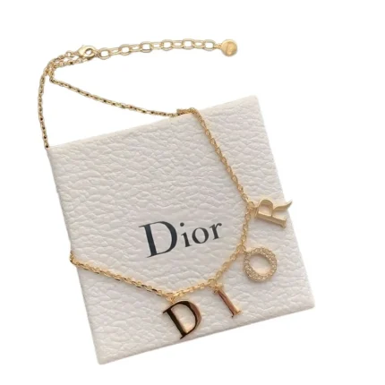 Dior Gold Letter Logo Necklace