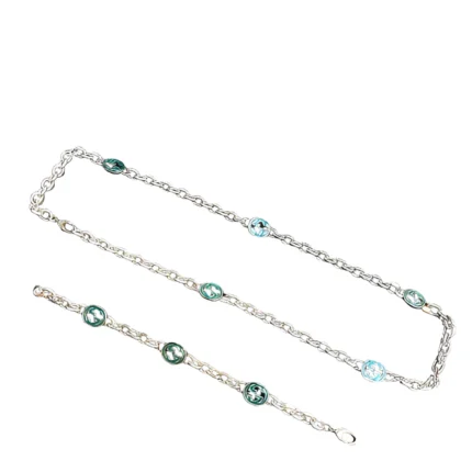 Gucci Silver Logo Chain Necklace & Bracelet Set