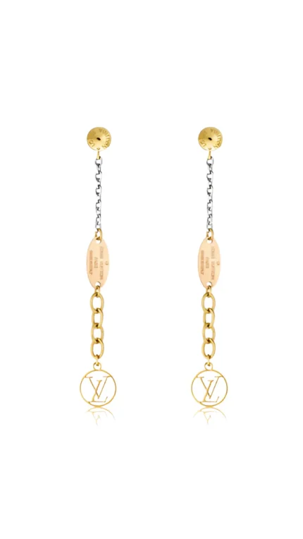LV Chain Drop Earrings - Gold & Silver
