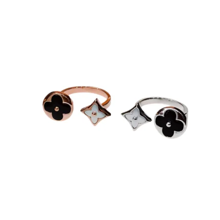 LV Dual Blossom Ring Set - Rose Gold & Silver
